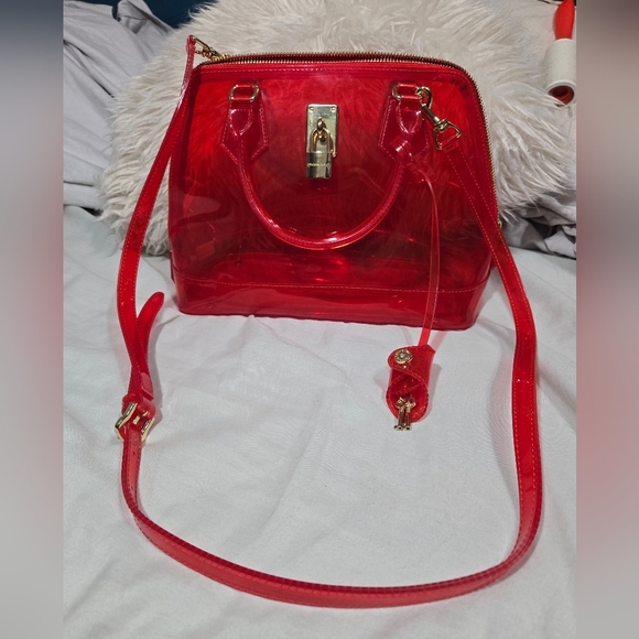 Samantha Thavasa Authentic Red PVC Clear Bag Crossbody/shouldwr Bag - Picture 3 of 16